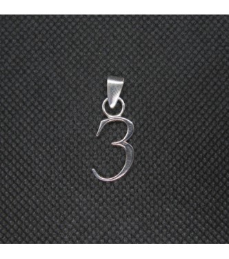 PE001431 Sterling Silver Pendant Charm Letter З Cyrillic Solid Genuine Hallmarked 925